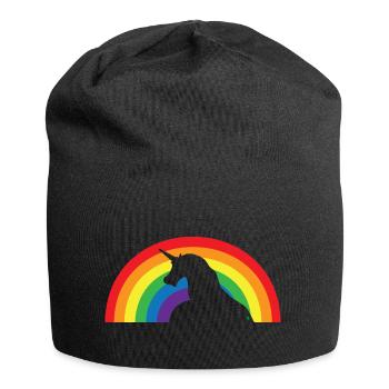 Einhorn Regenbogen - Jersey-Beanie - Schwarz - Vorne