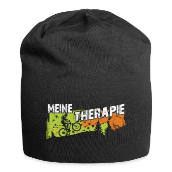 Fahrrad Biken ist meine Therapie - Jersey-Beanie - Schwarz - Vorne