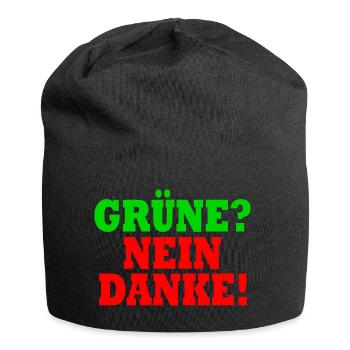 grüne nein danke - Jersey-Beanie - Schwarz - Vorne