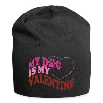My dog is my Valentine - Jersey-Beanie - Schwarz - Vorne