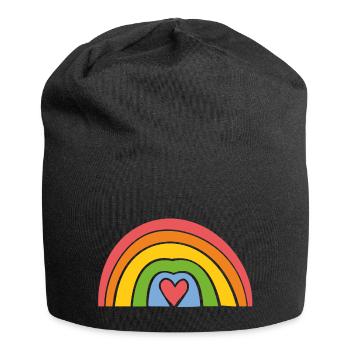 Arc-en-ciel avec cœur - Bonnet en jersey - noir - Devant