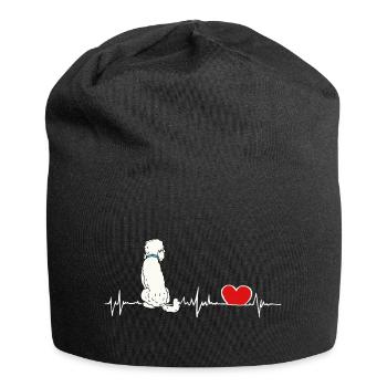 Pudel EKG - heartbeat Doodle - Jersey-Beanie - Schwarz - Vorne