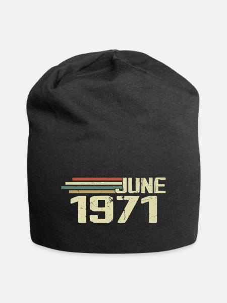 Juni 1971 Jahrestag Juni 1971 Juni 1971 Geburtstag - Jersey-Beanie - Schwarz