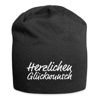Herzlichen Glückwunsch Gratulieren - Jersey-Beanie - Schwarz - Vorne