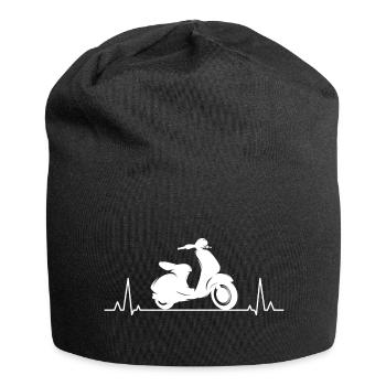 Roller Fahrer Scootering Motorrad Moped Herzschlag - Jersey-Beanie - Schwarz - Vorne