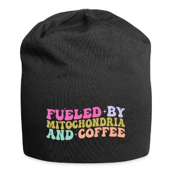 Fueled By Mitochondria And Coffee - Café - Jersey Beanie - black - Front