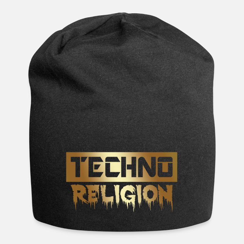 Techno - Jersey-Beanie - Schwarz