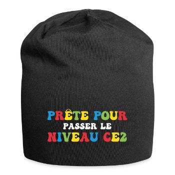Prêt Pour Passer Niveau CE2 Rentrée Scolaire - Bonnet en jersey - noir - Devant