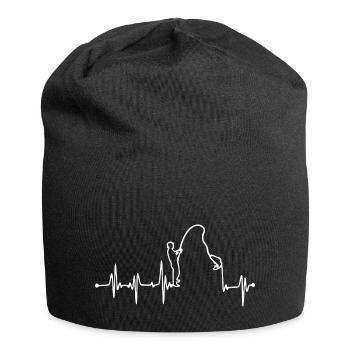 Angler - Angeln - Heartbeat - EKG - Jersey-Beanie - Schwarz - Vorne