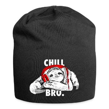 Lustiges Faultier mit Kopfhörern - Chill Bro - Jersey-Beanie - Schwarz - Vorne