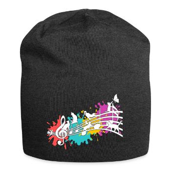 Funny cats note lines color blots - Jersey Beanie - charcoal grey - Front