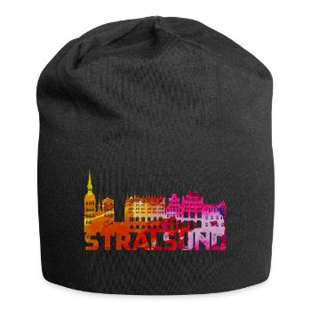 Hansestadt Stralsund Silhouette Skyline Ostsee B - Jersey-Beanie - Schwarz - Vorne