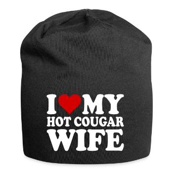 I love my hot cougar wife - Bonnet en jersey - noir - Devant