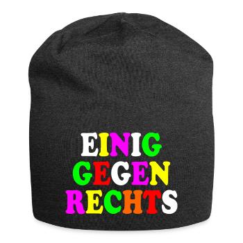 Einig gegen rechts - Jersey-Beanie - Anthrazit - Vorne
