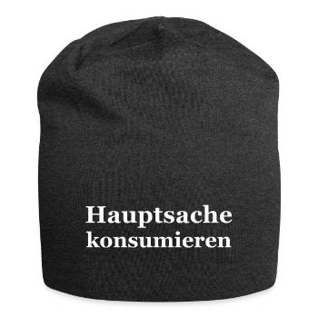 main thing to consume white - Jersey Beanie - charcoal grey - Front