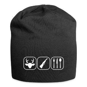 Hunting Icons Deer Rifle Cutlery Hunting Sport Fan - Jersey Beanie - black - Front