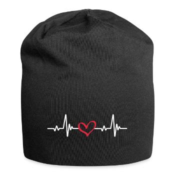 Battement De Coeur Avec Le Coeur - L'amour - Bonnet en jersey - noir - Devant