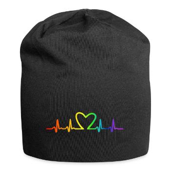 LGBT Regenbogen Herzschlag - Jersey-Beanie - Schwarz - Vorne