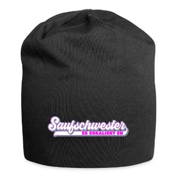 Farben änderbar | Saufschwester Saufen Sis - Jersey-Beanie - Schwarz - Vorne