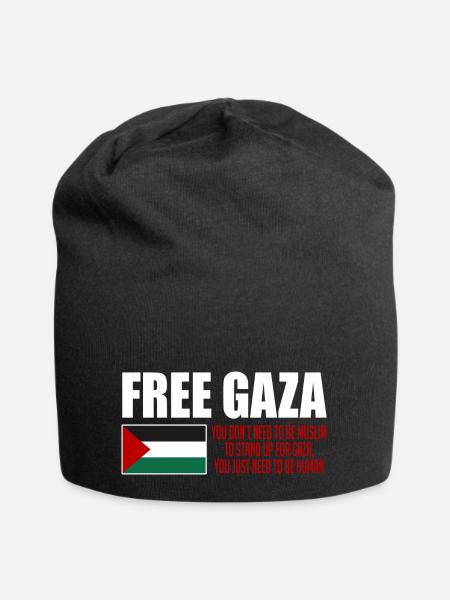Free Gaza, Palestine Flag, Save Gaza, Palestina - Jersey Beanie - black