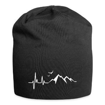 Heartbeat - Berge - Wandern - EKG - Jersey-Beanie - Schwarz - Vorne