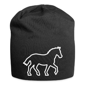 Pferd / Horse - Kontur white - Jersey Beanie - black - Front