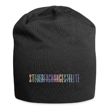 examinierte Steuerfachangestellte - buntes Design - Jersey-Beanie - Schwarz - Vorne