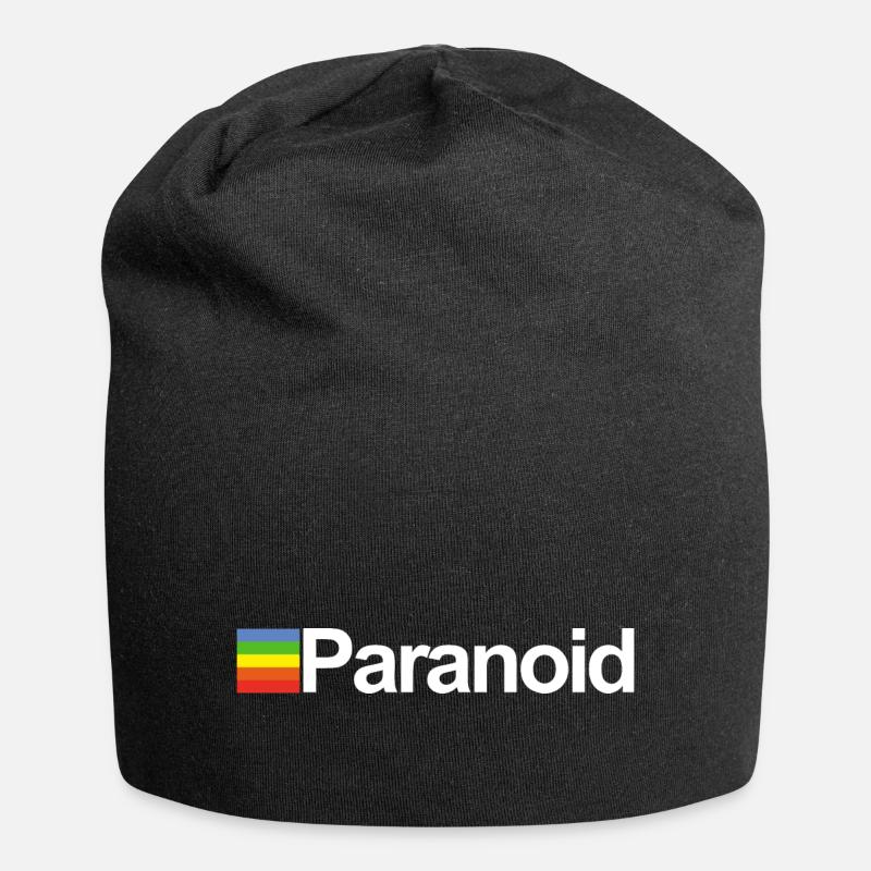 Paranoid - lustiges Retro Design - schwarzer Humor - Jersey-Beanie - Schwarz