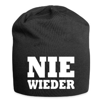 Nie wieder - Jersey-Beanie - Schwarz - Vorne