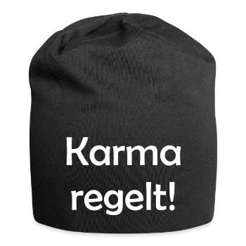Karma regelt! - Jersey-Beanie - Schwarz - Vorne