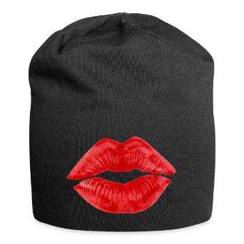 Kussmund Lippenstift Geschenk Paare - Jersey-Beanie - Schwarz - Vorne
