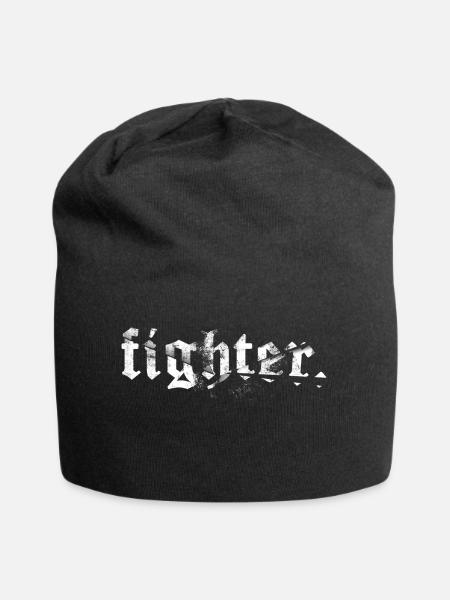 FischerS fighter. broken in white - Jersey Beanie - black