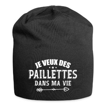 Je Veux Des Paillettes Dans Ma Vie - Bonnet en jersey - noir - Devant