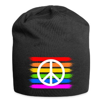 Signe de paix de paix sur le drapeau arc-en-ciel arc-en-ciel - Bonnet en jersey - noir - Devant