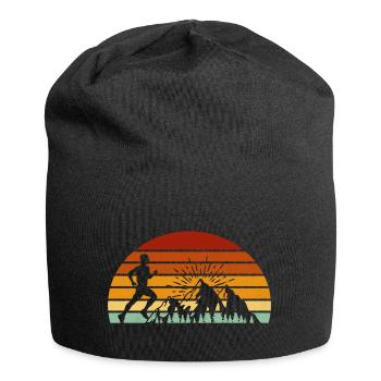 trail running retro running jogging jogging terrain - Jersey Beanie - black - Front