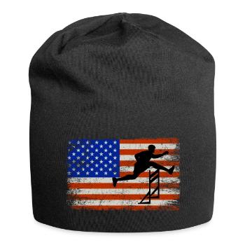 American Flag Hurdles Hurdling Hurdler Patriotic - Jersey Beanie - black - Front