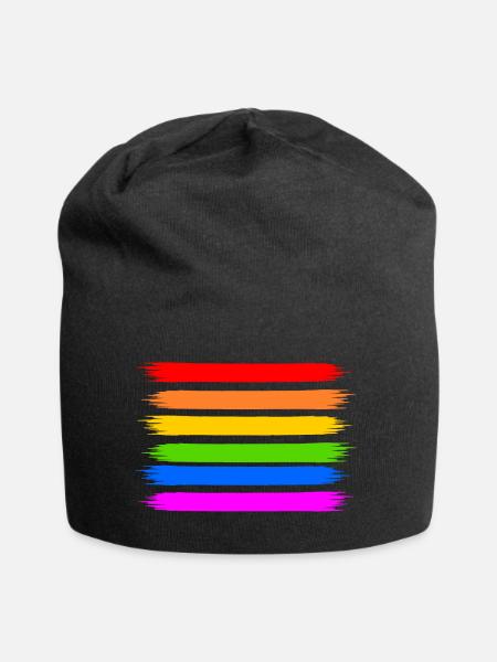 Regenbogen Regenbogenfahne - Jersey-Beanie - Schwarz