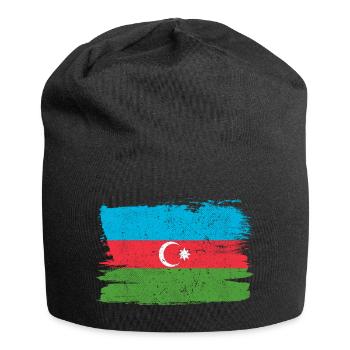 Aserbaidschan Bandiera Aserbaidschanische Flagge Frieden Vintage - Jersey-Beanie - Schwarz - Vorne
