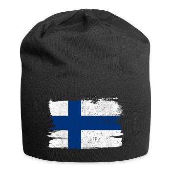 Finlande drapeau drapeau paix Vintage - Bonnet en jersey - noir - Devant
