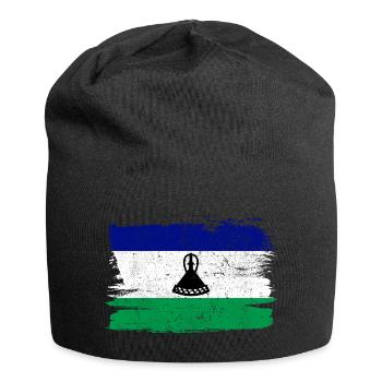 Lesotho Flagge Flagge Frieden Vintage - Jersey-Beanie - Schwarz - Vorne