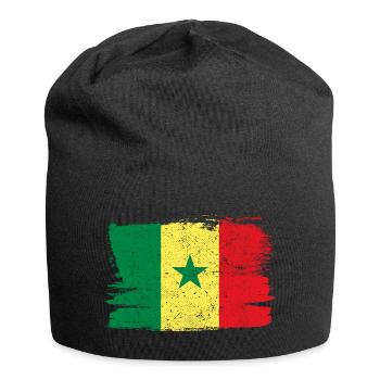 Senegal Flagge Flagge Frieden Vintage - Jersey-Beanie - Schwarz - Vorne