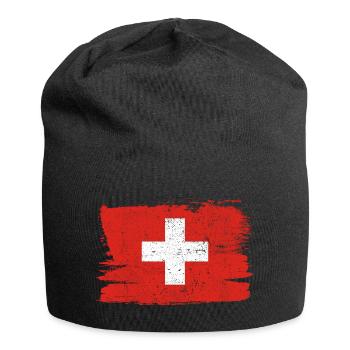Drapeau de la Suisse Drapeau de la paix Vintage - Bonnet en jersey - noir - Devant