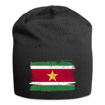 Suriname Flagge Flagge Frieden Vintage - Jersey-Beanie - Schwarz - Vorne