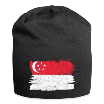 Singapur Flagge Flagge Frieden Vintage - Jersey-Beanie - Schwarz - Vorne