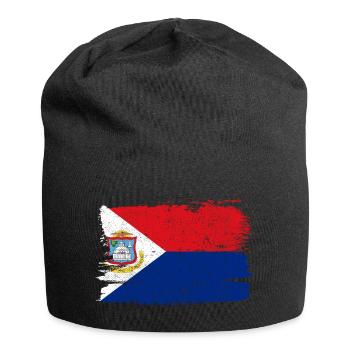 Drapeau de Saint-Martin Drapeau de la paix Vintage - Bonnet en jersey - noir - Devant