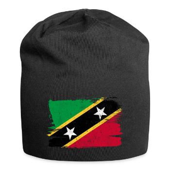 St. Kitts und Nevis Vintage Flagge Flagge Frieden - Jersey-Beanie - Schwarz - Vorne