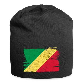 Republik Kongo Flagge Flagge Frieden Vintage - Jersey-Beanie - Schwarz - Vorne