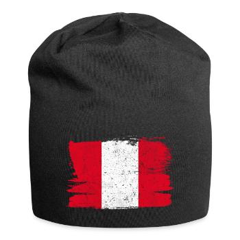 Peru Flagge Flagge Frieden Vintage - Jersey-Beanie - Schwarz - Vorne