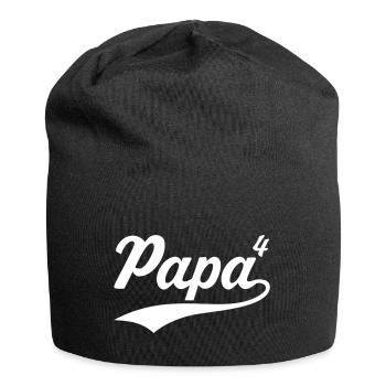 Papa hoch 4 Vater 4 Kinder vierfacher Papa - Jersey-Beanie - Schwarz - Vorne