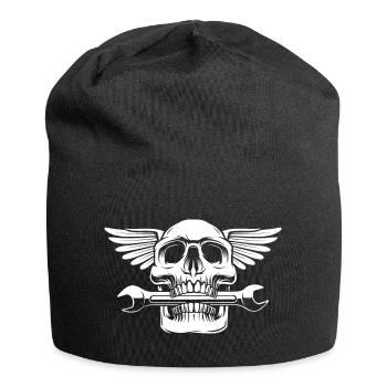 skull mechanic with tool train - Jersey Beanie - black - Front
